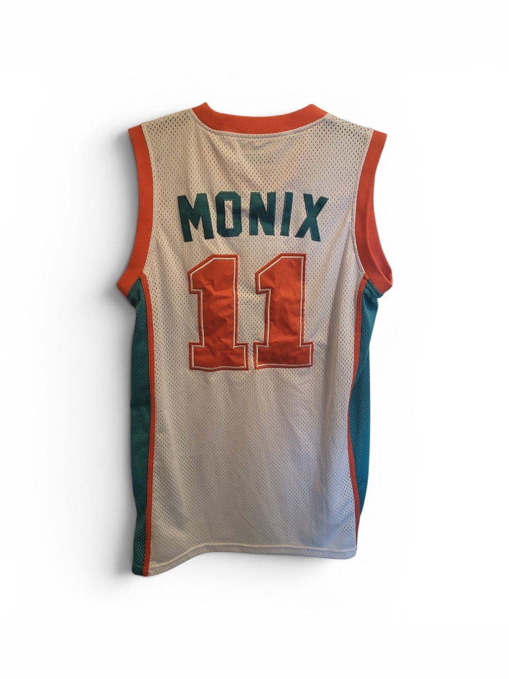 Flint Tropics Ed Monix Mesh Basketball Jersey - White/Teal/Orange - Picture 2 of 9